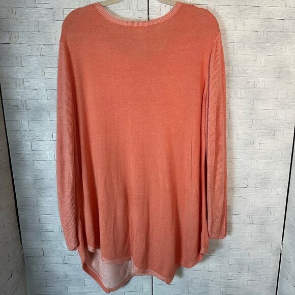 Two by Vince Camuto women’s lightweight sweater orange coastal grandma plus size - Picture 2 of 10